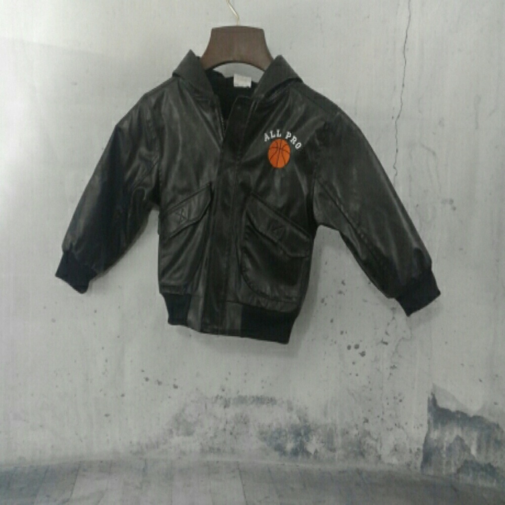 Kids 4T Leather Jacket with Hood